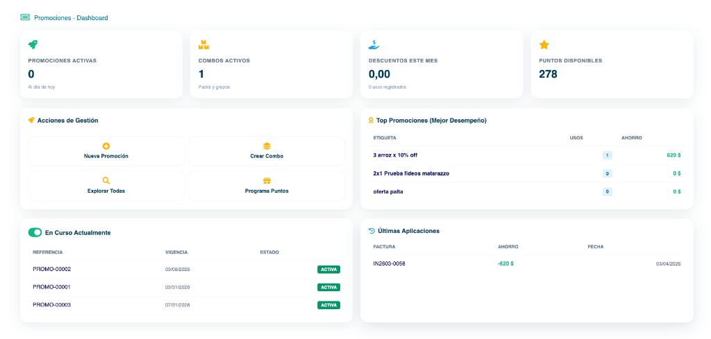 Dashboard de promociones Vantyx
